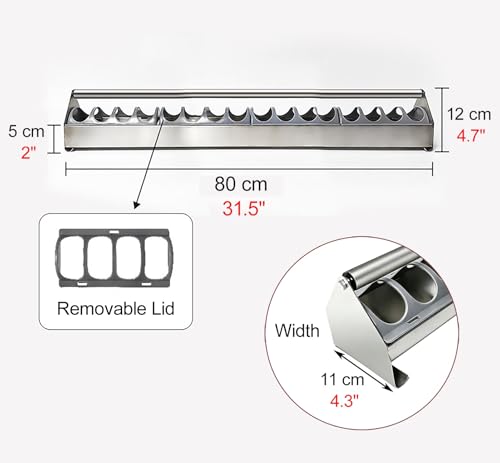 Stainless Steel Pigeon Feeder for Mealworms, Brid Feeder with Separated Fence & Crossbar, Anti-rust Anti-waste Feed Trough, Easy to Install(L80cm/31.5") - size: L80cm/31.5"