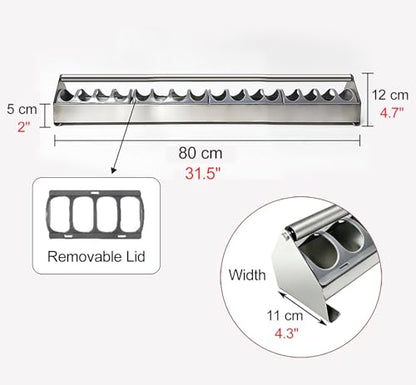 Stainless Steel Pigeon Feeder for Mealworms, Brid Feeder with Separated Fence & Crossbar, Anti-rust Anti-waste Feed Trough, Easy to Install(L80cm/31.5") - size: L80cm/31.5"