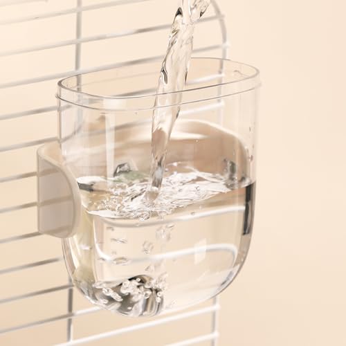 Leak-Proof & Chew-Proof Hanging Water Dispenser No Drip for Birds, Chinchillas, Guinea Pigs, Ferrets, Rats, Rabbits, Bunnies, Parrots, Squirrels, and Other Small Animals - Beige, 12oz