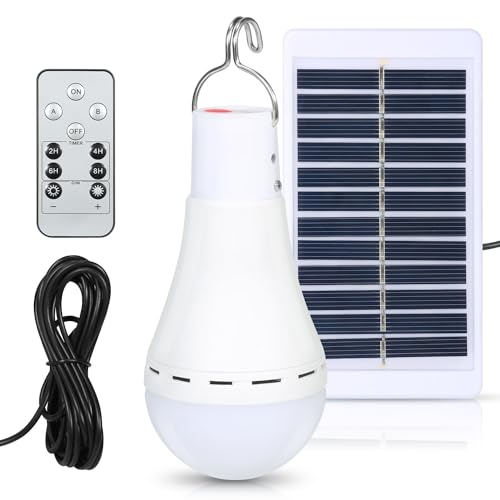 Solar Chicken Coop Light with Timer, 350LM 4 Modes Automatic Timer 2/4/6/8 Hours, USB Rechargeable, Waterproof Camping Tent Hiking Hurricane Outdoor Indoor Emergency LED Light (2)