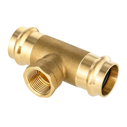 (Pack of 5) EFIELD 3/4 in. Copper Press x 3/4 in. Copper Press x 1/2 in. Female NPT Tee,Fitting for Portable Water (Brass Made),(PRESS242) - size: 3/4"P X 3/4"P X 1/2"F