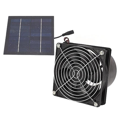 Fafeicy Solar Exhaust Fan, ABS Monocrystalline Silicon Pet Solar Ventilation Fan 50W 5 to 12V 3000 RPM Wall Mounted for Attic Greenhouse Chicken Coop Pet House