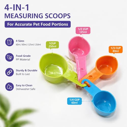 Rypet Dog Food Scoop Set of 4 - Plastic Measuring Cups for Dog, Cat and Bird Food (Random Color) - color: Set of 4