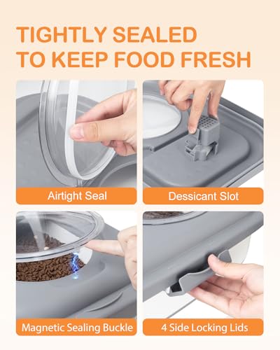 15-23 Lbs Dog Food Storage Container, Collapsible Dog Food Container with Airtight Lid, Wheels, Handle, Large Cat Food Storage Container with Scoop, Dog Bowl for Dog Cat | Dog Food Container with Double Seal & Magnetic Lid,Cat Food Container with Wheels &