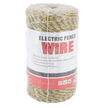 Electric Fence Wire, 6 Strand Stainless Steel 200M Poly Wire Electric Fencing Wire, Durable Polywire Electric Fence for Livestock(MLD-040C) - color: 040C