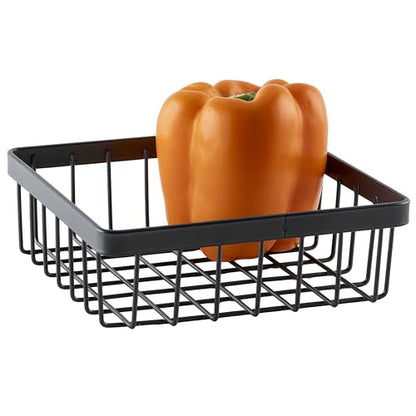 G.E.T. WB-662-MG Square Metal Storage Wire Basket for Pantry, Produce and More, 6" x 6" x 2" - size: 6" x 6", style: 2" Deep