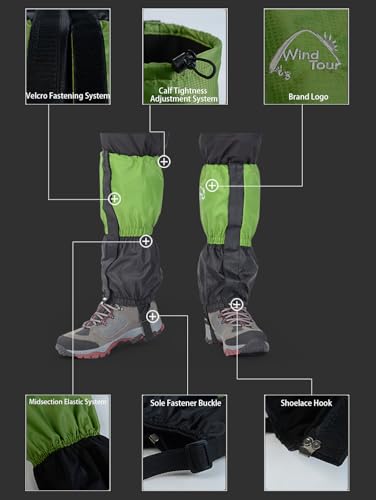 Winter Snow Gaiters for Hiking - Waterproof Ankle Covers for Snow Trekking, Skiing - Universal Fit Men Women - color: Blue fleece