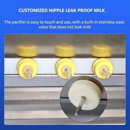 Pig Milk Feeder, Stainless Steel Piglet Lactation Feeder with Sound Source Hole, Large Capacity Milk Box, Automatic Stirring, 14 Fully Automatic Nipple Feeder for Lambs, Pig, and Small Cattle