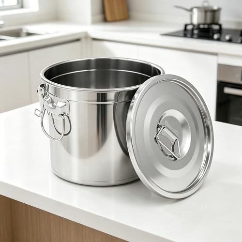 304 Stainless Steel Airtight Food Storage Containers 3.17gal/12L with Locking Lids & Clips Large Kitchen Jar for Rice, Flour, Sugar, Grain, Coffee Beans - size: 12L