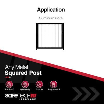 Safetech Hardware Magnetic Side Pull Gate Latch | General Purpose Magnetic Gate Latch for Aluminum/Metal Fences | Industrial Strength Self-Latching Fence Pull SLG-150KB - Black