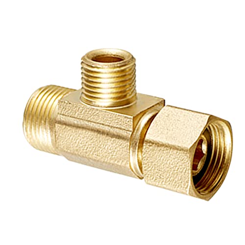 Add-A-Tee Adapter，Lead-Free Splitting Water Supply Fitting 3/8" Compression Inlet x 3/8" Outlet x 1/4" Outlet，Brass 3 Way Adapter Or Tee Connector With Sealing Gasket(1 PCS) - size: 1/4 Comp-3/8 Comp-3/8 Comp Tee