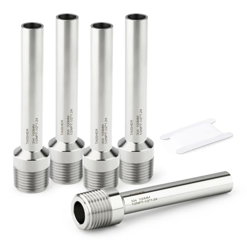 TAISHER 5PCS 304 Stainless Steel Pipe Fittings, 1/2" NPT Male Threaded, 4" Length Weld Nipple Cast Pipe - size: 1/2" NPT x 1/2" OD(4" Length)