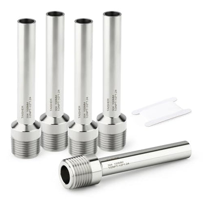 TAISHER 5PCS 304 Stainless Steel Pipe Fittings, 1/2" NPT Male Threaded, 4" Length Weld Nipple Cast Pipe - size: 1/2" NPT x 1/2" OD(4" Length)