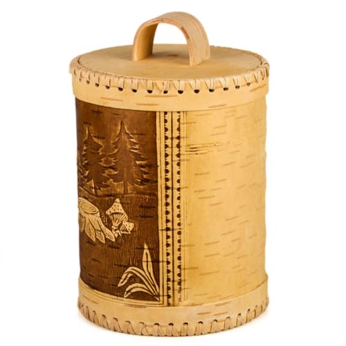 STP GOODS Birch Bark Container, Storage container, Kitchen Container Money to the House Birch Bark (Fairytale Design) - color: Fairytale Design