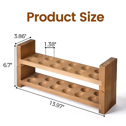 Sishynio Double Layer Egg Tray Holder Countertop - Wooden Fresh Egg Rack Stackable Storage Basket, 2 Tier Egg Organizer for Farmhouse Kitchen Refrigerator - style: 2 tier pine egg tray