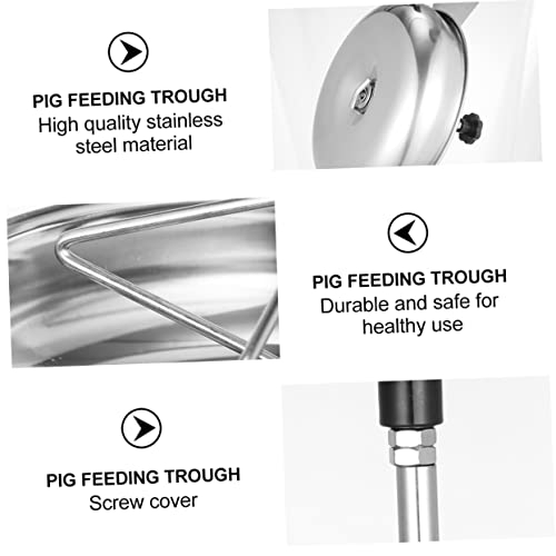 Yardwe Stainless Steel Feeding Trough for Livestock Thicken Design Easy to Feeder for Pigs Goats and Other Farm Animals Silver