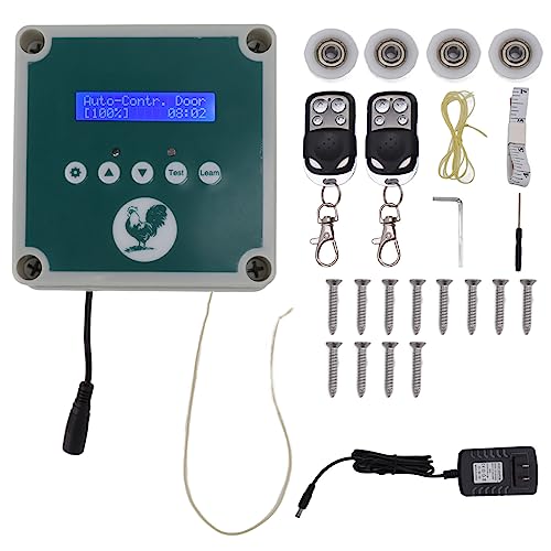Agatige Automatic Chicken Coop Door Controller, IP44 Cage Opener Remote Control Poultry House Door Actuator Motor Kit with Timer Light Sensor for Chicken, Duck, Goose