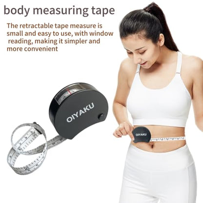 Tape Measure Body Measuring Tape Window Reading Retractable Soft Dual-Scale Tape with Lock Button for Weight Loss Muscle Building Sewing Tailor pet & Medical Measurements 60inch Fashion Tape - color: black