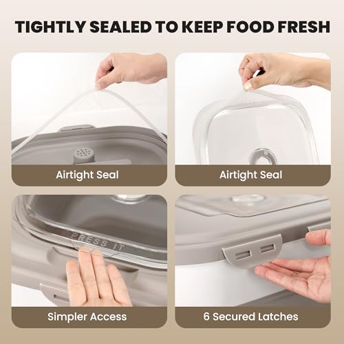 35-40 Lbs Airtight Dog Food Storage Container, Collapsible Dog Food Container with Lid, Wheels, Date Track, Large Pet food storage Container for Rice,Flour,Sugar,Dog Food Scoop,2PCS Containers - color: Khaki/40 lbs