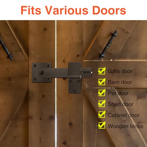 6" Barn Door Flip Latch, Sturdy Farm Flip Fence Gate Latch Iron Hardware, Gate Latch for Shed Door, Sliding Doors, Double Doors, Matte Black