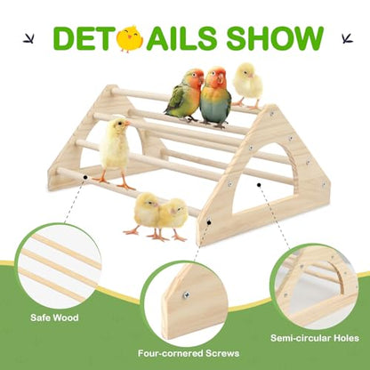 Large Wood Pine Chick Perch, 14.4" L x 10.6" W x 6.7" H Wooden Perch Chicks Toys for Coop and Brooder, Strong Chicken Jungle Gym Roosting Bar for Baby Chicks