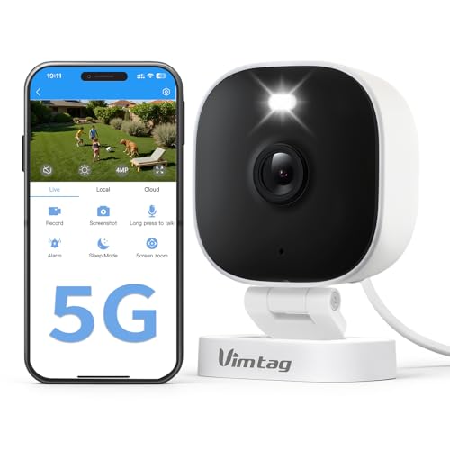 VIMTAG Security Camera Outdoor Indoor, 2.5K Cameras for Home Security Pet/Dog, Color Night Vision, Baby Monitor, Motion Activated Spotlight/Siren, IP66,2-Way Audio, Cloud/512G TF Card Storage,Plug-in - color: 2.5K/4MP White