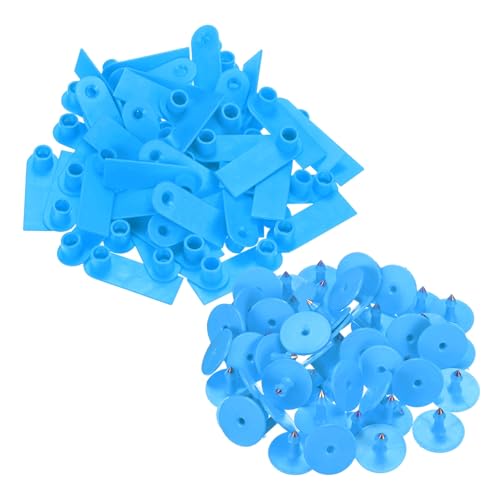 M METERXITY 50-Pack Sheep Ear Tags, Plastic Blank Livestock Ear Tags for Cows/Sheep/Cattle/Pig, Farm Animal Identification Markers [Blue] - color: Blue