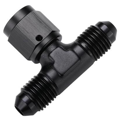 4AN Male Flare Tee T Fitting Adapter with AN4 Female Swivel On Side Aluminum Black - size: 4AN