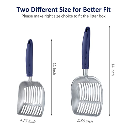 WePet Cat Litter Scoop, Aluminum Alloy Sifter, Kitty Metal Scooper, Deep Shovel, Long Handle, Poop Sifting, Kitten Pooper Lifter, Durable, Heavy Duty, for Litter Box - color: FLAT Aluminum \ #01 Blue Handle, size: Small