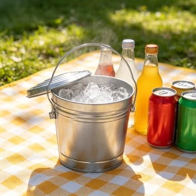 6-Gallon Galvanized Steel Storage Can with Locking Lid - Secure Metal Container for Gardening Supplies