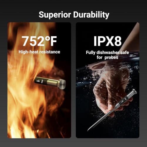 ThermoMaven Sub-1G Wireless Meat Thermometer, 2 Probes WiFi Thermometer | 3000FT Open Range, Smart App + Base Control, 6 Sensor NIST ±0.5°F Accuracy, BBQ Smoker Grill Oven, Brisket Steak Turkey Pork - color: Orange-Dual Probe