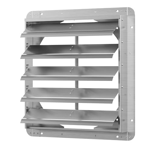 20 Inch Galvanized Shutter Exhaust Louver Vent, Automatic Gravity Shutter Louver Vent for Home Attics, Workshops, Barn, Greenhouse (Motor&Blades are not Included) - size: 20 Inch
