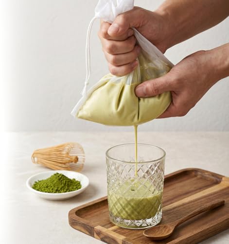 6 Pack Nut Milk Bag, 12 x 8 Inch Reusable Mesh Strainer for Juicing Nut Milk, Cheese, Tofu, Tea (Fine Mesh, Washable)