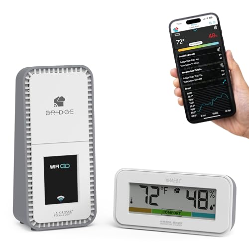Temp Tracker Interior Wi-Fi Alert System with the Bridge Gateway and an Interior Temperature and Humidity Display with Comfort Meter - size: Small
