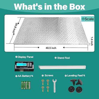 1100lb Livestock Scale, Dog Scales for Large Breed, Heavy Duty Animal Scale pet Scale, Large Platform 40"x20", Non-Slip Surface, with Stand Rod - style: 1100 lbs