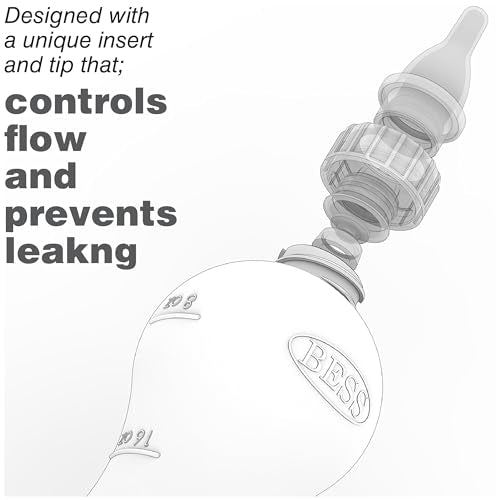 BESS Small Animal Nursing Bottle, No Leak Nipple with Insert, Wide Mouth Bottom Cap Easy Fill and Clean, Control Flow, Non-Collapsing (20oz, 2pk)