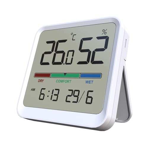 Temtop Indoor Thermometer Hygrometer, Precision Digital Temp/Humidity Monitor with Magnet & 3M Sticker, Date & Time, Wall/Magnet/Stand Mount, for Home, Office, Nursery, T1-SE - size: T1-SE