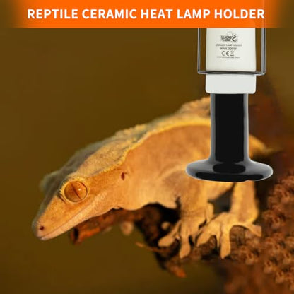 LUCKY HERP Reptile Ceramic Heat Lamp Holder, 1 Pack 300W Pet Heater Bracket (no Bulb Included), Heat Lamp Holder for Amphibians Terrariums Lizards Tortoise - style: 1 Pack