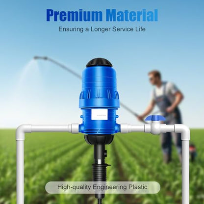 Water Driven Fertilizer Injector for Drip Irrigation, 0.4%-4% Adjustable 660 GPH Hydraulic Proportioner with Base & Hose, Automatic Nutrient Doser for Garden Farm Greenhouse Livestock