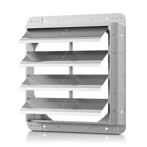 16 Inch Galvanized Shutter Exhaust Louver Vent, Automatic Gravity Shutter Louver Vent for Home Attics, Workshops, Barn, Greenhouse (Motor&Blades are not Included) - size: 16 inch