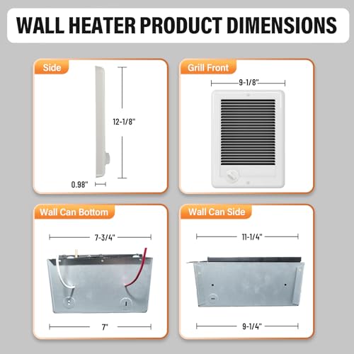 CSC151TW Electric Wall Heater (Model: CSC151TW, Part: 67509) - 5120 BTU, 120V, Built-in Thermostat, Ultra-Quiet, White for Medium Rooms