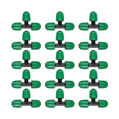 15 Pack 1/2 Inch Drip Irrigation Tee Fittings (1/2" ID x0.6-0.63" OD) - 1/2'' Drip Line Anti-Drop Barbed Lock Nut T Connectors for 1/2 Inch Drip Irrigation Tubing System Connection - size: 1/2 inch Tee