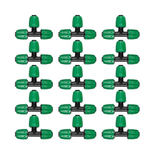 15 Pack 1/2 Inch Drip Irrigation Tee Fittings (1/2" ID x0.6-0.63" OD) - 1/2'' Drip Line Anti-Drop Barbed Lock Nut T Connectors for 1/2 Inch Drip Irrigation Tubing System Connection - size: 1/2 inch Tee