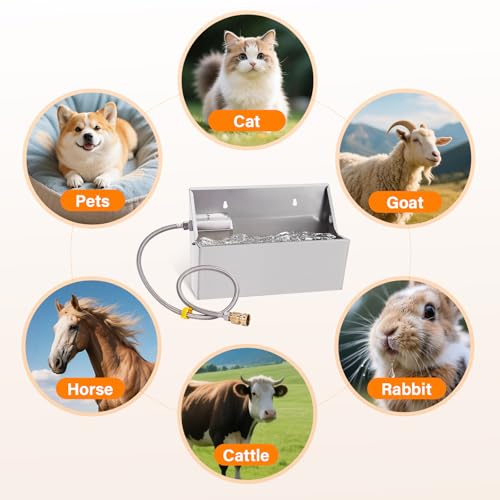 PAUQEWIE 2Gal Automatic Dog Water Bowl Dispenser Auto Fill Dog Waterer Outdoor Livestock Water Trough Drinking Feeder for Large Breed Dogs Chicken Cat Horse Poultry Farm Animal