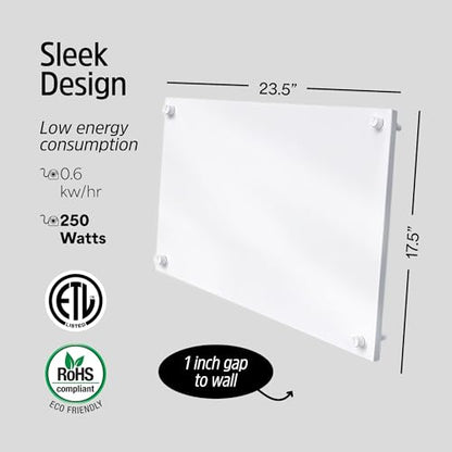 EconoHome Convection Wall Heater with Thermostat - 250W Electric Wall Mounted Space Heater Panel - Updated Model, 120V - Heats Rooms up to 120 Sq Ft - size: 250W