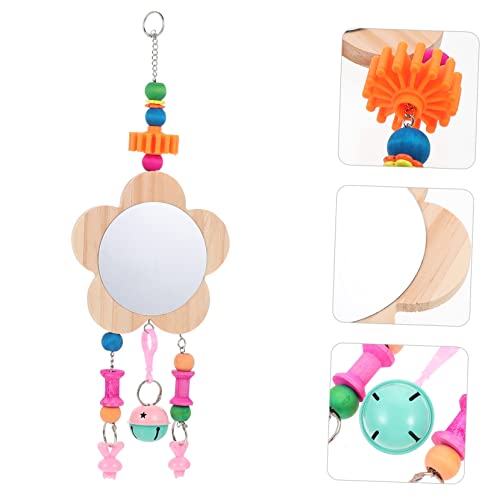 GANAZONO Wooden Hanging Mirror for Chickens Fun Bell Decor for Pet Hens and Roosters Design to Boredom and Increase Activity Levels for Chicken