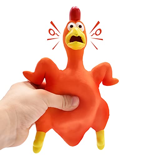 3-Pack Rubber Chicken Dog Toys with Squeakers - Loud Screaming Latex Toys for Small, Medium & Large Breeds - Ideal for Boredom - Busting and Interactive Fetch Play - color: Roast Chicken