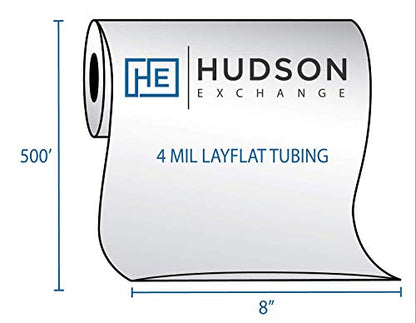 Hudson Exchange 8" x 500', 4 Mil, Poly Tubing Roll, Food Grade LDPE Resin, Custom Length Packaging