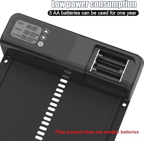 Automatic Chicken Coop Door with Timer, Gear Lifter Poultry Gate,Battery Powered, Evening and Morning Delay, Full Aluminum Door, Automatic Chicken Door Opener with LED Liquid Crystal Display (V-Black)