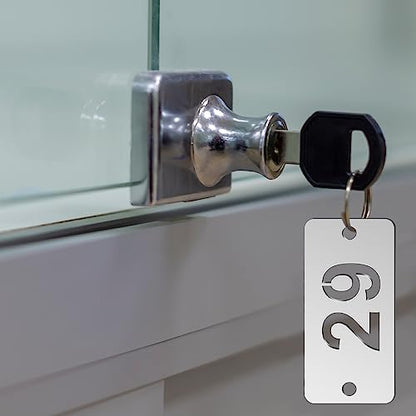 Hicarer 50 Pcs Metal Numbered Tags 1-50 Stainless Steel Number ID Key Tags with Holes Numbered Key Rings Chain(Rectangular) - style: Rectangular